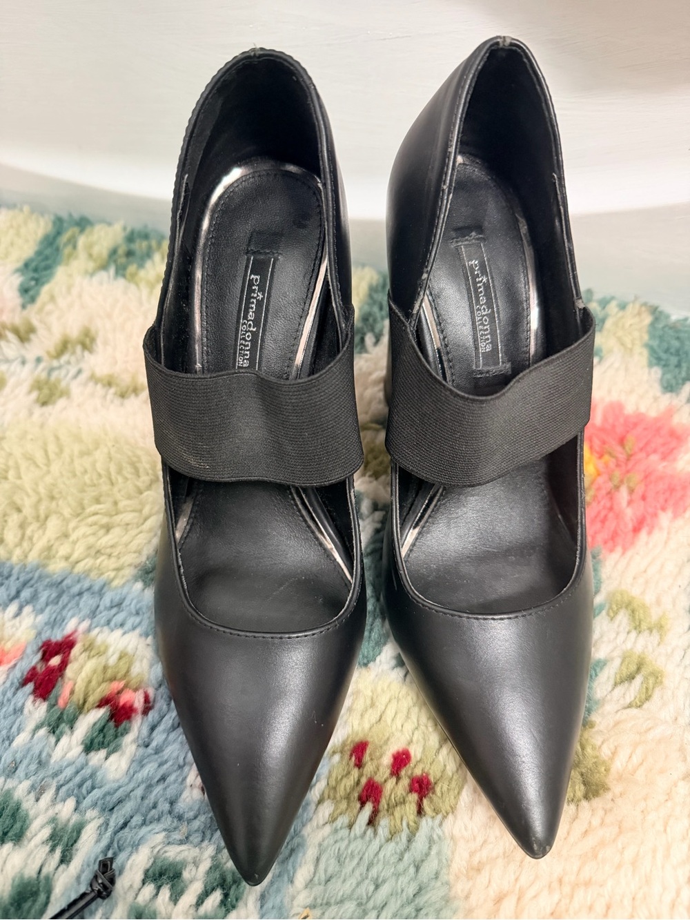 Prima Donna Black Pointed Mary Jane Block Heel Pumps - Picture 4 of 6